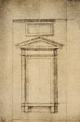 Study for a window of the vestibolo of the Laurentian Library (drawing by Michelangelo)
